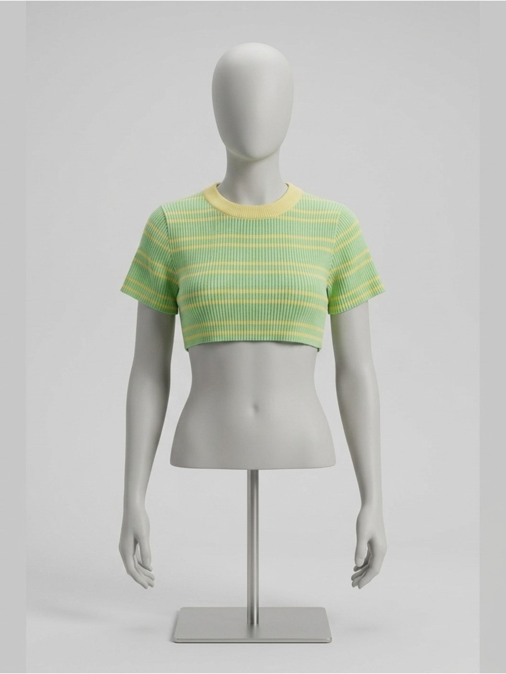 The Ragged Priest - Mint & Yellow Striped Ultra-Crop Top (Custom Hem)